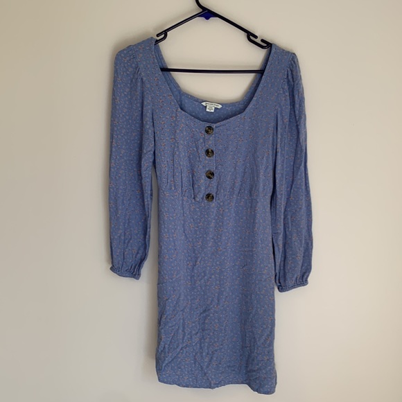 American Eagle Blue Floral Print Mini Dress with Long Sleeves Size Small - Picture 3 of 7